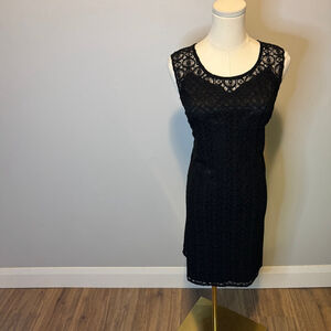 Co.lette Women's Sleeveless Black Lace A-line Midi Dress, SZ 12